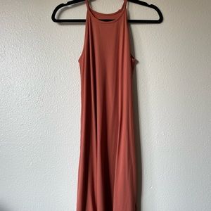 Rust colored halter top dress mid length